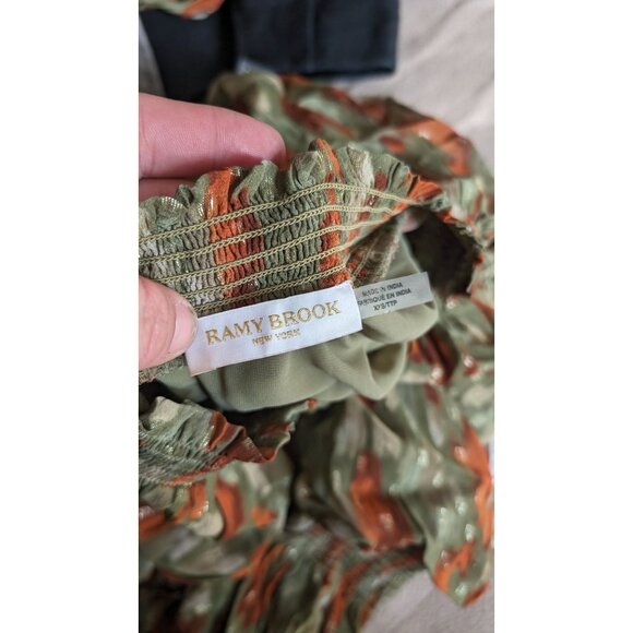 Ramy Brook dress mini drop waist shirred sheer sleeves XXS - Picture 3 of 7